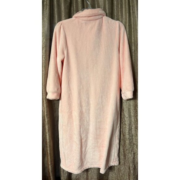Vintage Vermont Country Store Pink Plush Button-Up Robe Pockets S Peter Pan - Picture 2 of 11